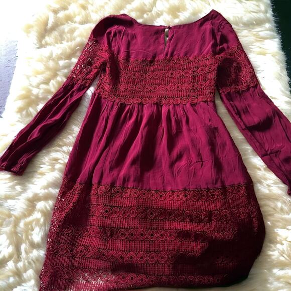 Anthropologie Floreat Aveline Crochet Lace Dress in Raspberry - Picture 5 of 11